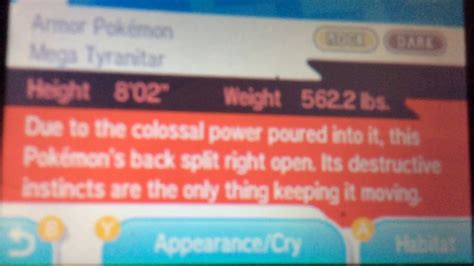 mega tyranitar pokedex entry.